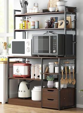 厨房创物落地式多架层收纳架货置架置物碗柜意IXW省空间微波炉调