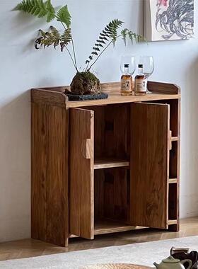 老榆木实木斗侧柜古HVZ杂风茶室边柜家用多能橱柜室内物功茶具收