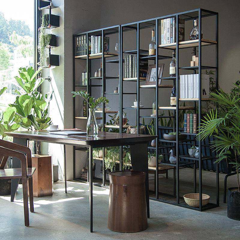 美铁艺落地置物断酒店工作室架复古多层书架展示架081803家用隔收