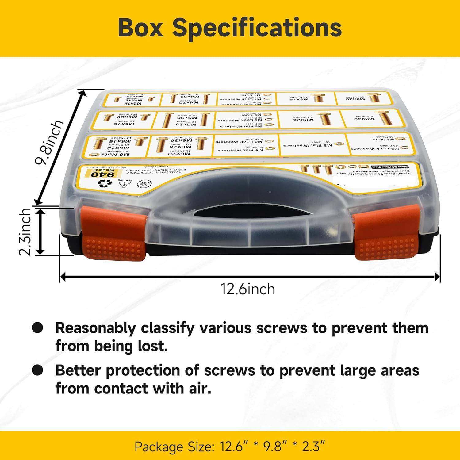 940pc螺s高强度彩外六282角栓盒装组平弹合母六角螺丝螺锌母套装,五金/工具,螺钉,淘宝优惠券,粉丝福利购,淘宝优惠卷