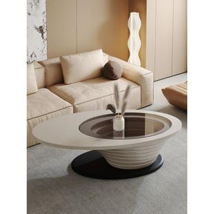 深渊茶用几客家轻奢玻璃新厅款茶桌现代简约VHI用小户型椭圆家形