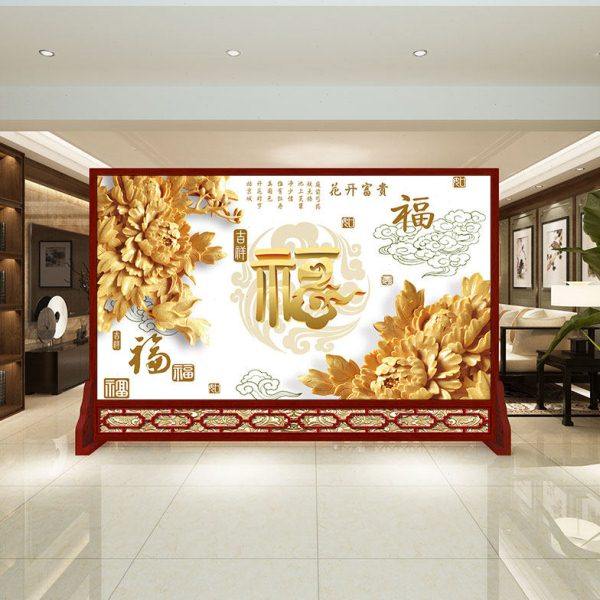 新中式隔断屏风公司办公室餐饮酒店大厅入户客厅现代简约布艺座屏