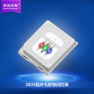 2835RGB七彩快闪LED灯珠2835贴片红绿蓝内置IC七彩渐变色爆闪灯珠