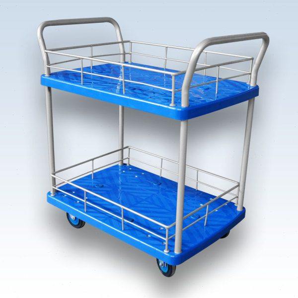 【包邮】双扶手双护栏多层静音手推车 周转理货车工具车办公推车