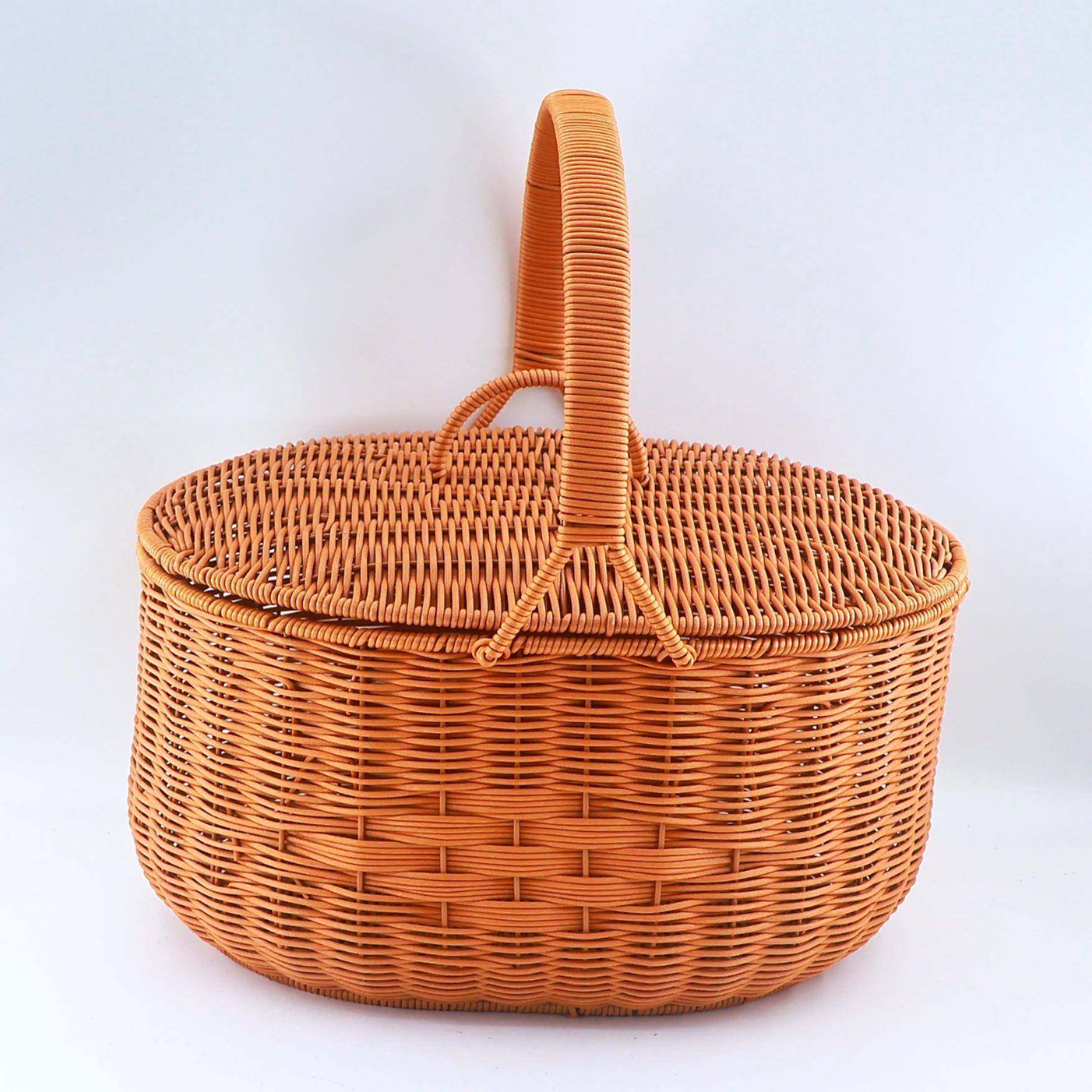 有盖椭圆拜拜篮手工户外仿藤编野餐户外篮摘水果超市购物买菜篮子,电子元器件市场,其它元器件,淘宝优惠券,粉丝福利购,淘宝优惠卷
