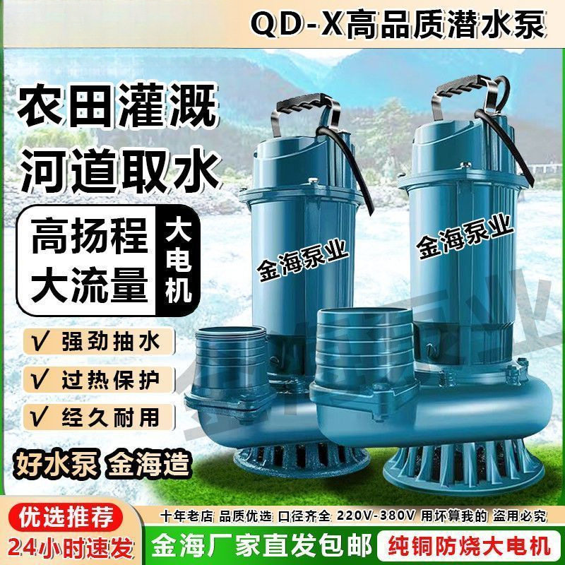 家用潜水泵220v380v农田灌溉3寸4寸大流量河水鱼塘高扬程抽水泵