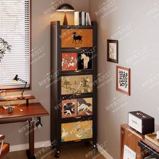 转角钢制一体置物架子儿童落地可移动客厅书架家用收纳柜书柜靠墙