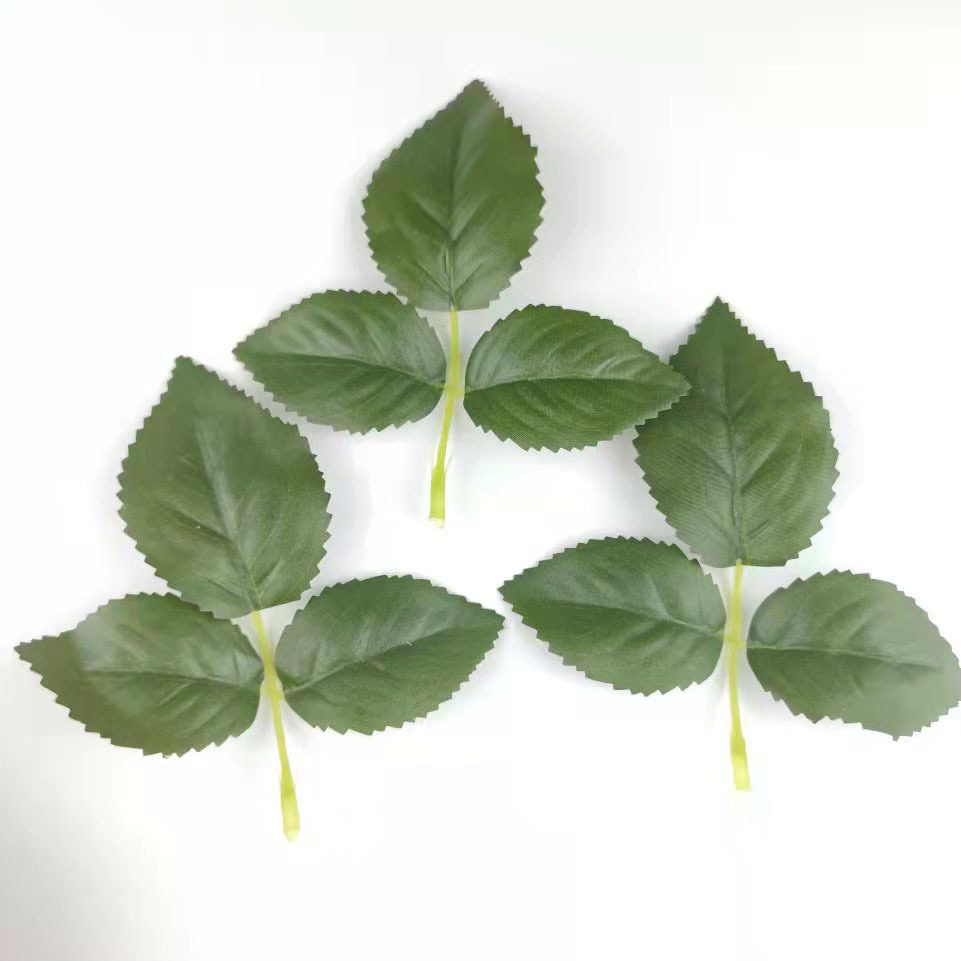 仿真植物仿真花叶玫瑰叶 丝网花玫瑰叶片 婚庆手捧花配件仿真叶子