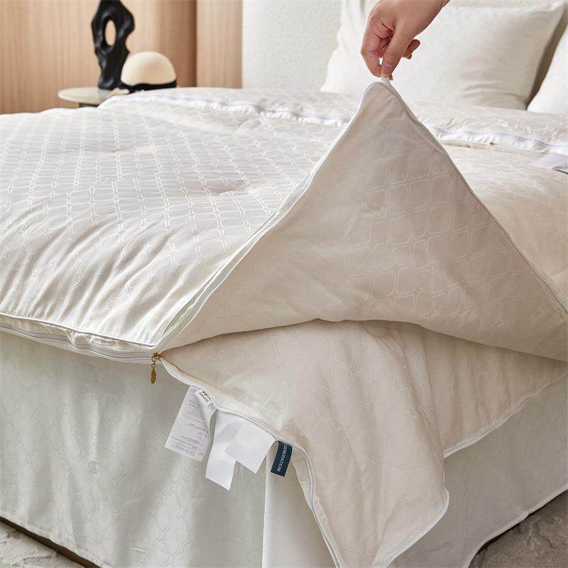 A类贡缎抗菌秋冬被提花大豆被子母二合一拉链款双人春秋被芯4季款