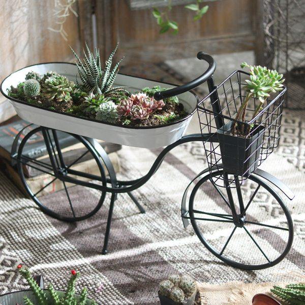 铁艺自行车花车摆件花盆花器庭院多肉盆创意橱窗装饰品拍摄道具