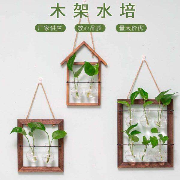 创意复古木架透明玻璃花瓶家居装饰墙壁壁挂悬挂花瓶水培植物花瓶,家居饰品,户外/庭院摆件,淘宝优惠券,粉丝福利购,淘宝优惠卷