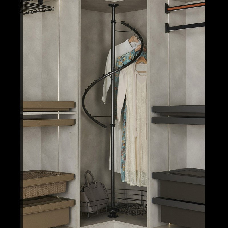 衣柜旋转衣架360度衣帽间转角挂衣杆置物架拐角裤架收纳五金
