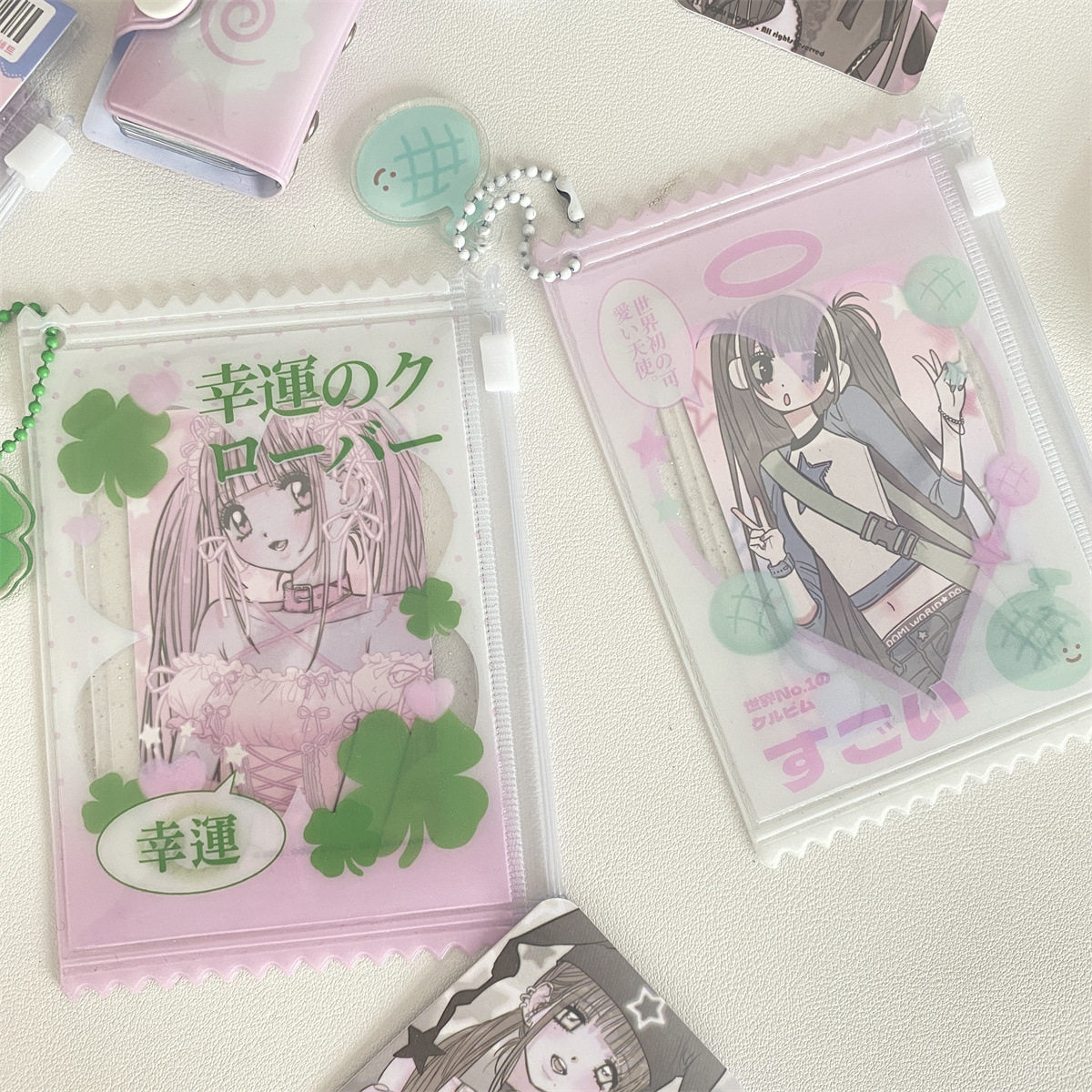 韩版四叶草透明闪粉糖果袋小卡卡