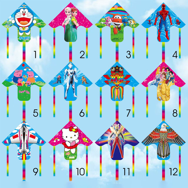 儿童手持动态小风筝 微风易飞塑料风筝 新款卡通图案鱼竿风筝