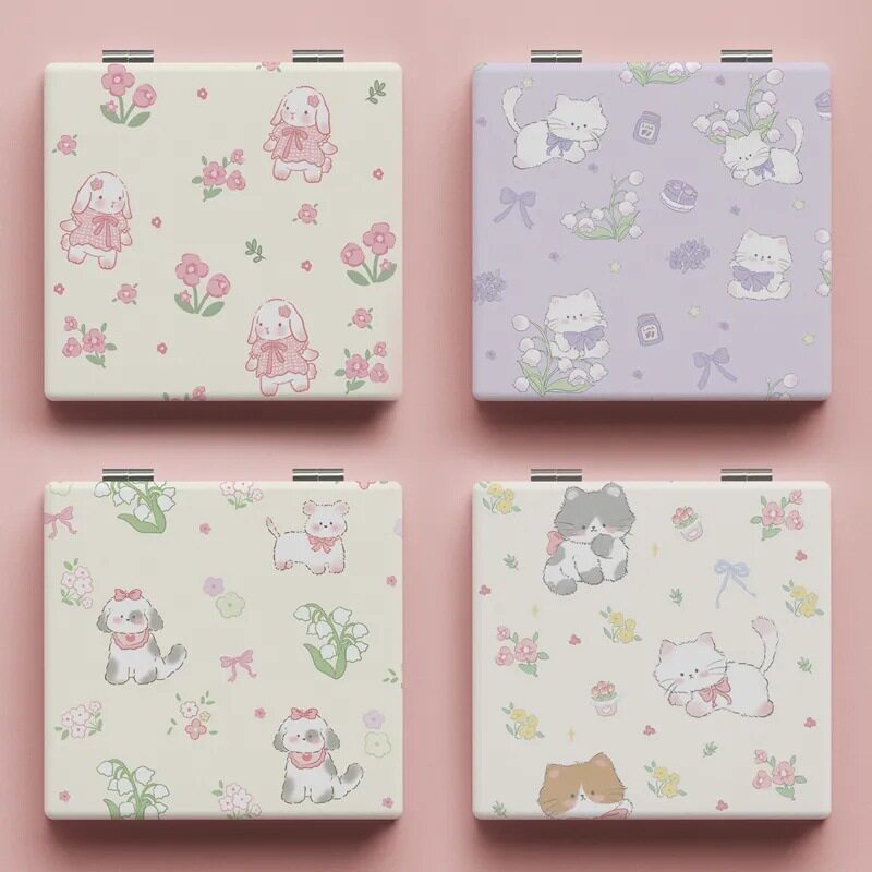 ins风高颜值兔子化妆镜可爱学生用小镜子便携随身可折叠双面镜子