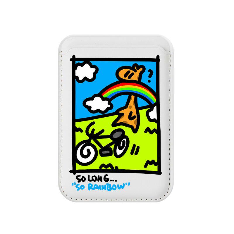 插画简约原宿磁吸卡套适用iPhone苹果magsafe背贴证件饭