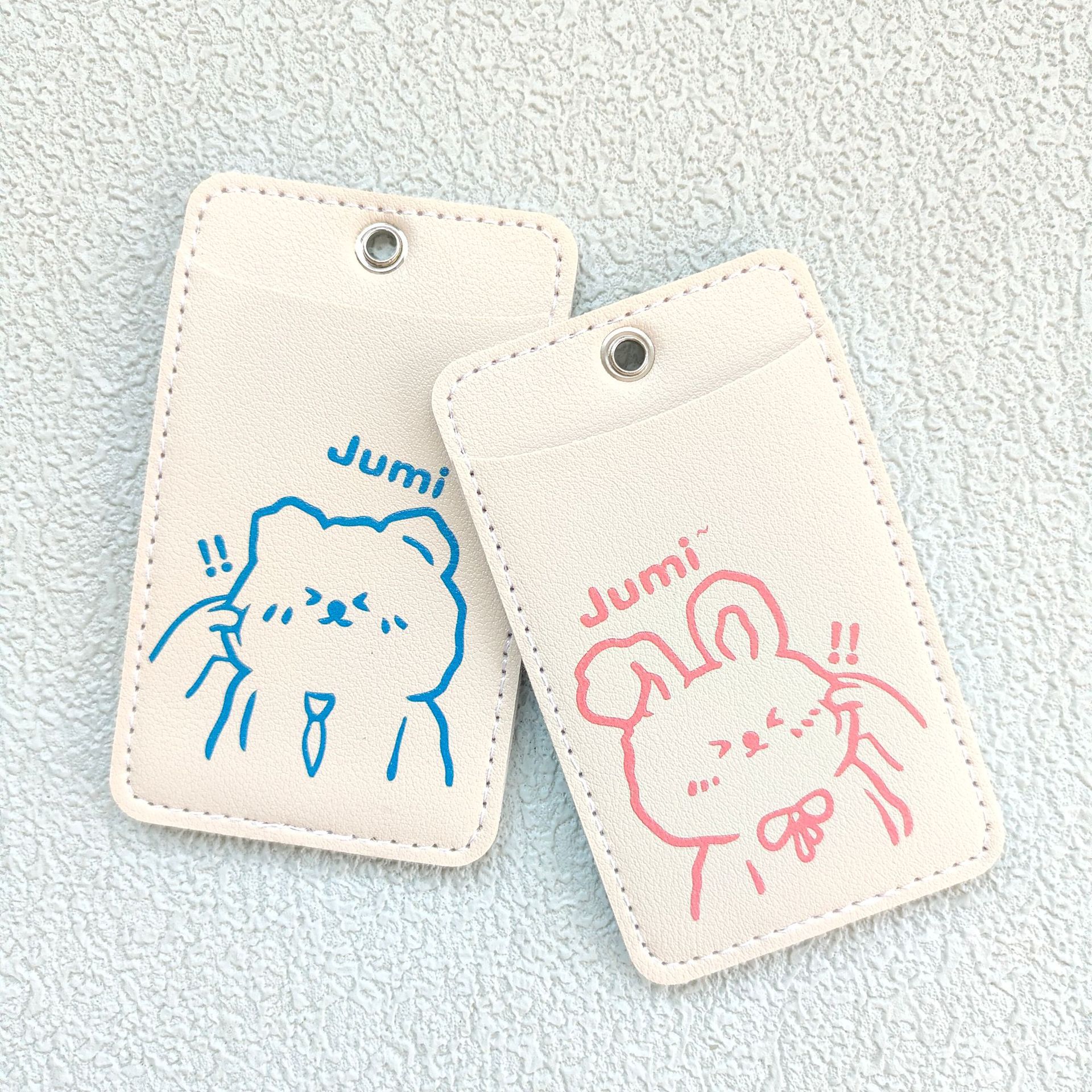 小众情侣小熊PU软皮卡通卡套学生