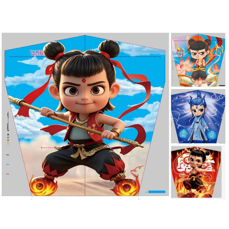 2025新款鱼竿风筝动态飘尾手持风筝钓鱼竿哪吒迷你儿童玩具