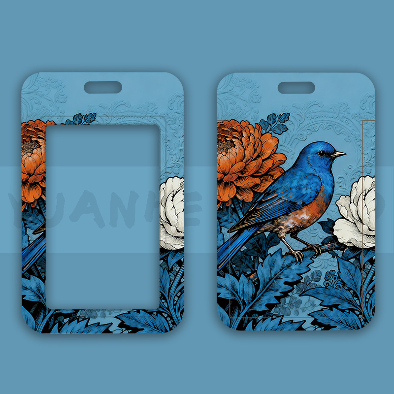 铜版画牡丹鸟卡套小众个性校卡保