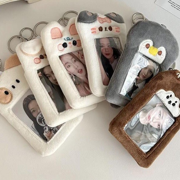 毛绒挂件可爱卡通动物卡套校园饭