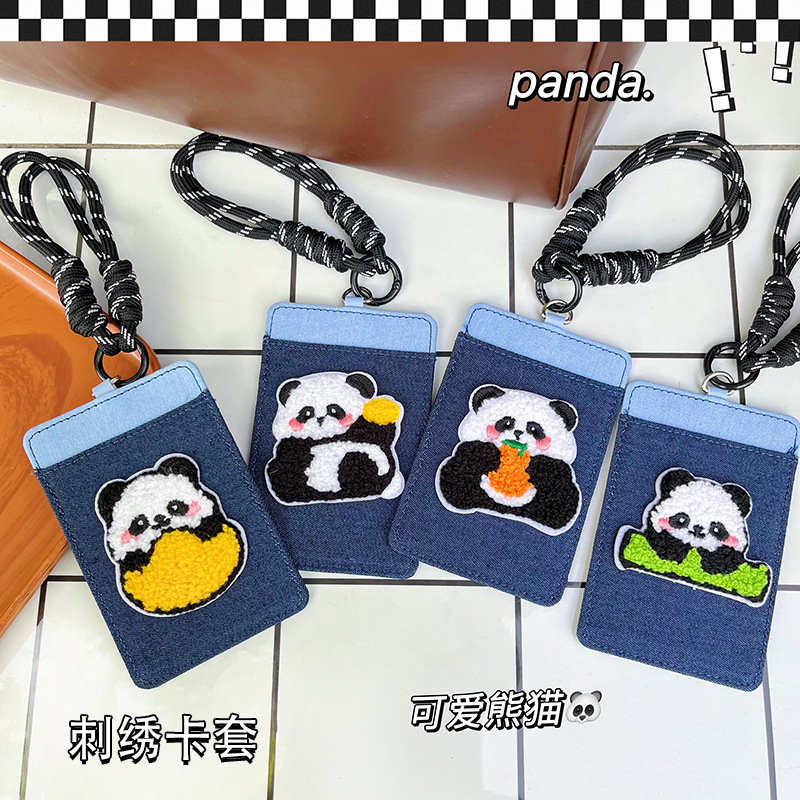 新款牛仔卡套创意挂脖校园学生饭