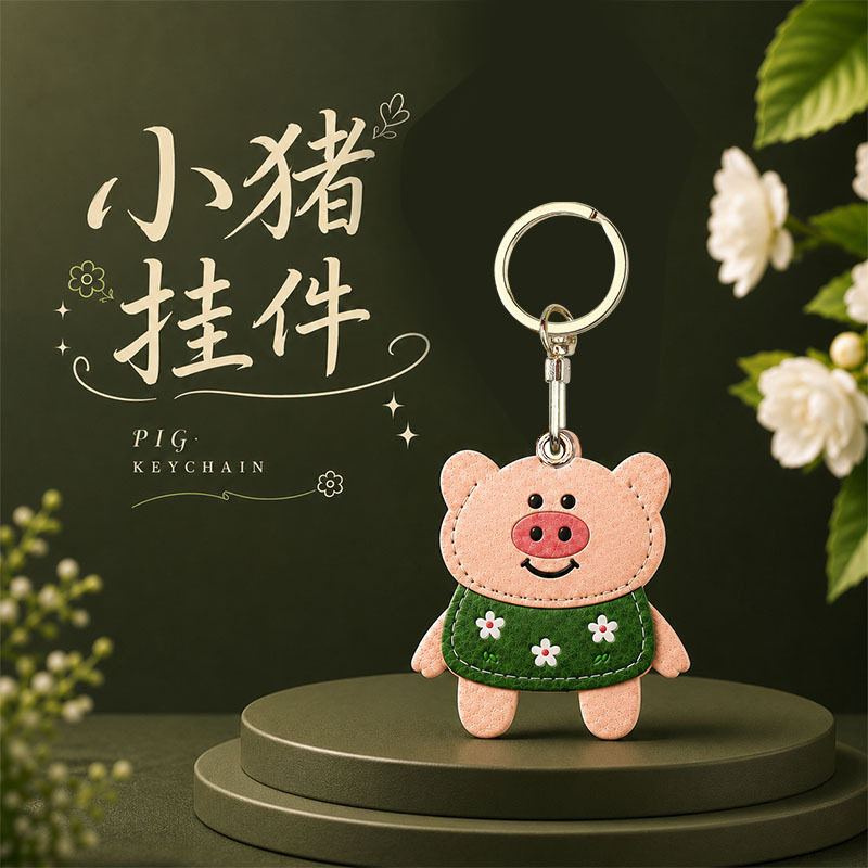 跨境爆款粉红小猪门禁卡套钥匙扣创意小礼品女生包包挂件钥匙链