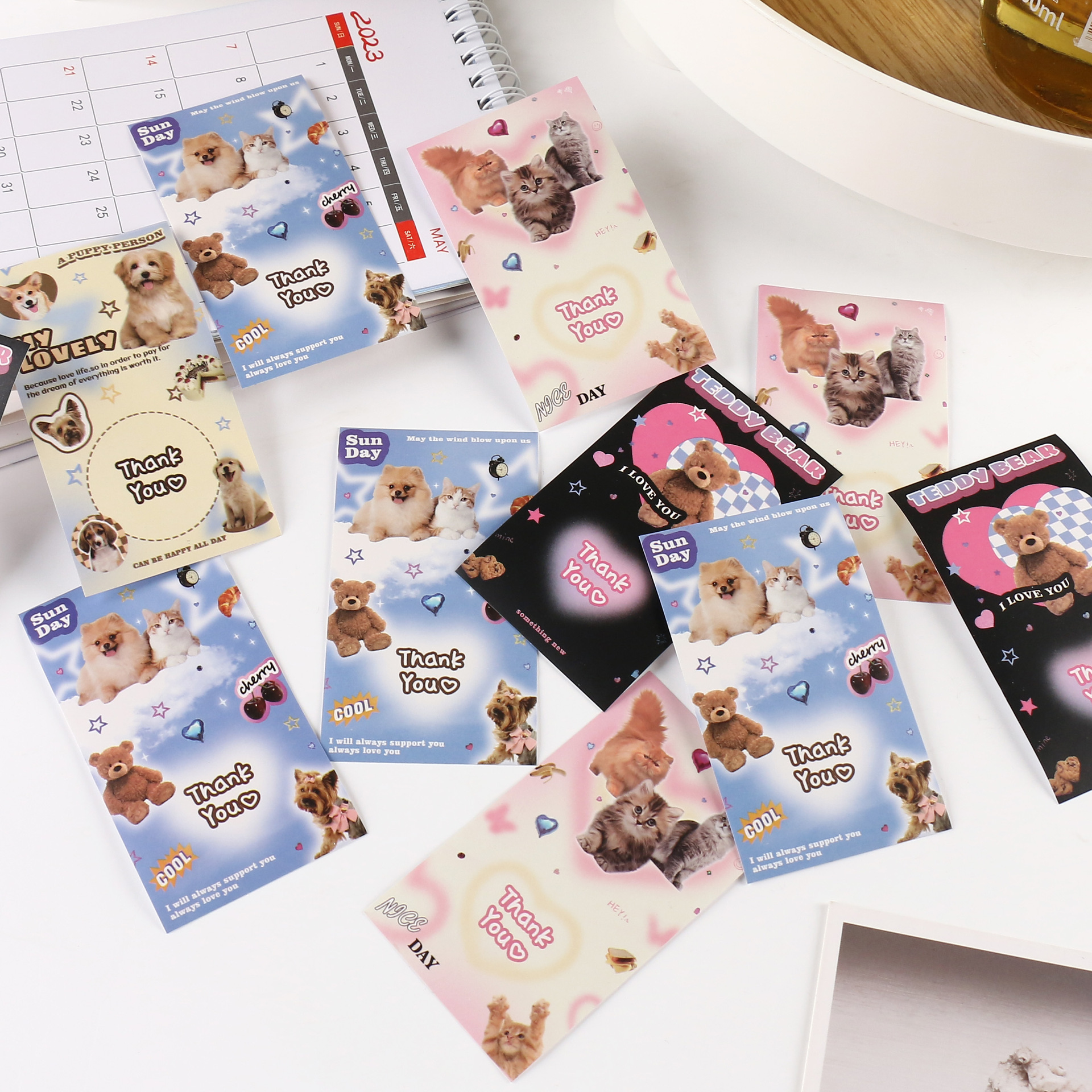 原创美式y2k小票封口贴卡通少女