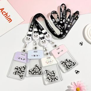 小熊猫摇摇乐卡套透明插销卡包男女证件套保护套胸牌校牌卡保护壳