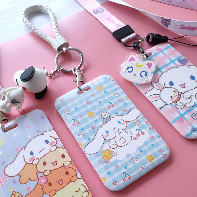 卡通校园卡包卡套立体浮雕滑盖学生挂绳工作证件厂牌公交卡现货订带挂绳校牌工厂牌钥匙扣卡套一体