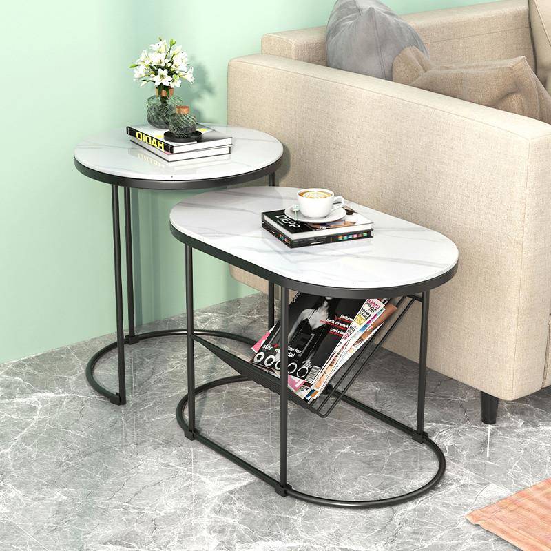 W8轻奢现代沙发边几小户型家用角几侧几椭圆形简约现代阳台小茶几