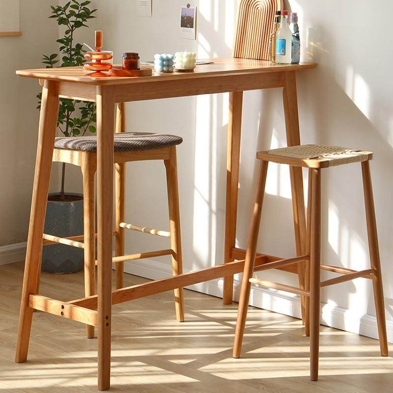 樱桃木实木吧台桌椅组合隔断家用阳台桌开放式厨房长条高脚靠窗