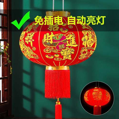 2026新款招财进宝植绒大灯笼春节新年乔迁大门口一对阳台挂饰灯笼