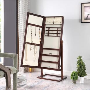 瑞真家居全身镜落地镜可移动化妆镜柜首饰柜收纳柜储物柜穿衣镜