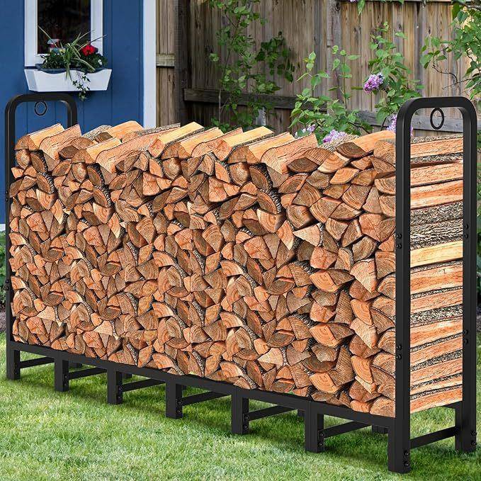 4英尺/6英尺/8英尺/12英尺户外柴火架室内庭院重型木堆收纳架