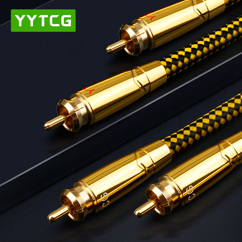 YYTCG-T3 发烧级单晶铜双莲花头HiFi音频线二对二RCA信号线连接线