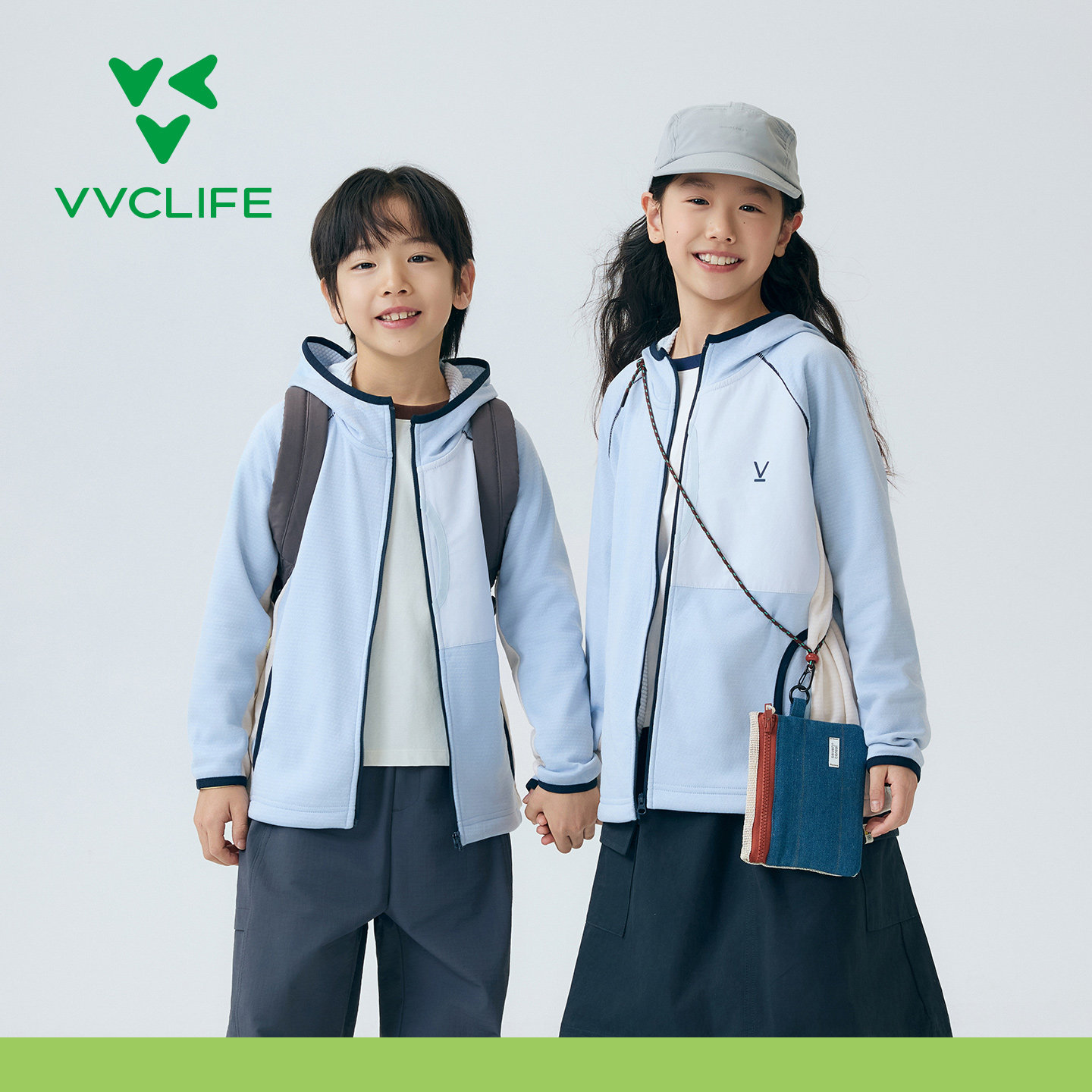 VVC life撞色连帽外套儿童款2026年冬季新款户外徒步运动排汗上衣