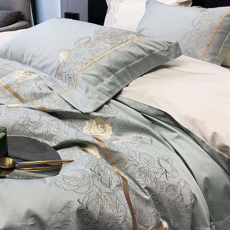 高档感A类120支长绒棉四件套全棉纯棉刺绣轻奢风床单被套床上用品