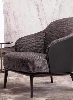 北欧实木单人沙发椅客厅休闲椅简约现代轻奢阳台别墅售楼部洽谈椅