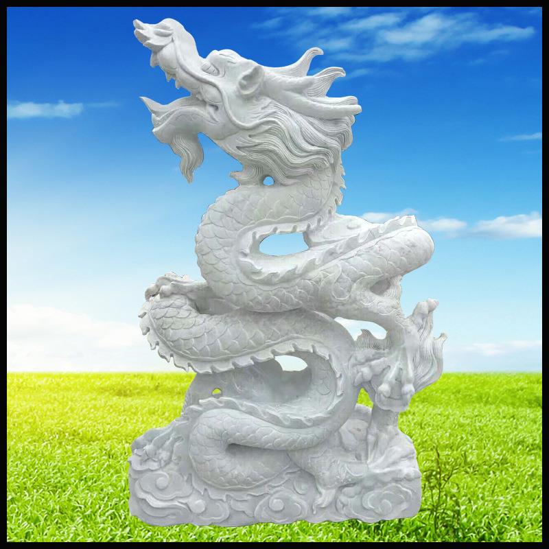 供应石雕龙汉白玉龙二龙戏珠大理石龙头雕塑曲阳雕刻