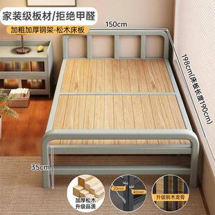 实木折叠床宿舍单人床成人家用结实耐用一米二小床老式硬板床工厂