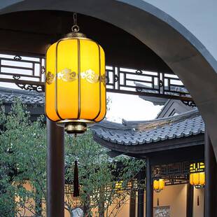 工厂直销户外全铝新中式LED走廊过道照明吊灯别墅凉亭装饰照明灯