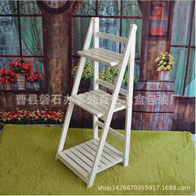 木质多层置地可折叠木花架款式新颖室内摆设花架欧式三层花架