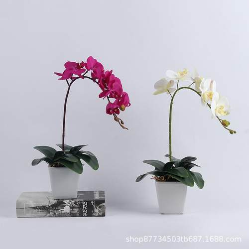 手感蝴蝶兰套装客厅茶几桌头柜摆件仿真花假花装饰套装