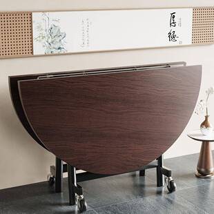 折叠桌子餐桌家用大圆桌20人可折叠出租房中古风吃饭桌子简约