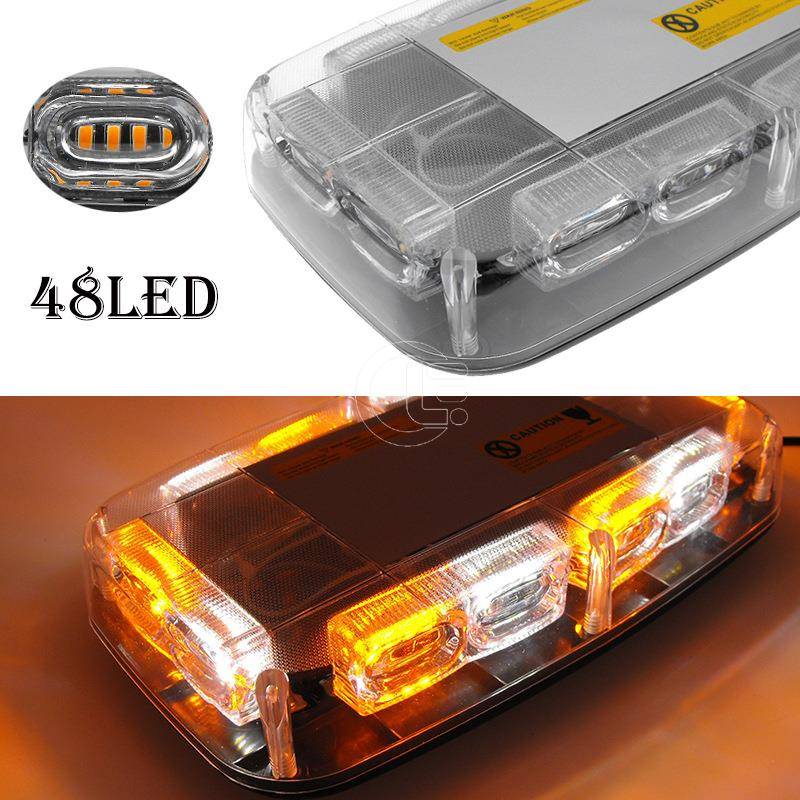48LED车顶警示迷你闪光扫雪机施工车辆灯杆琥珀色