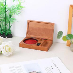 木质书法书画印章盒方形复古实木私人印泥盒赤杨木印章盒子