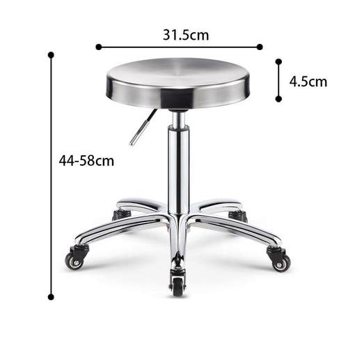不锈钢拉丝美容凳升降理发凳旋转圆凳美发店大工凳滑轮师傅椅