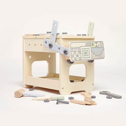 木制玩具儿童螺母拧螺丝组合玩具多功能益智启蒙工具台奶油系