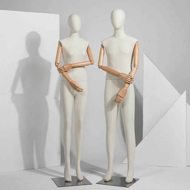 全身包布模特道具女情侣款服装店橱窗展示架实木手假人体男模特架