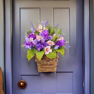 紫色花篮2025母亲节装饰紫色薰衣草花门挂家居装饰品